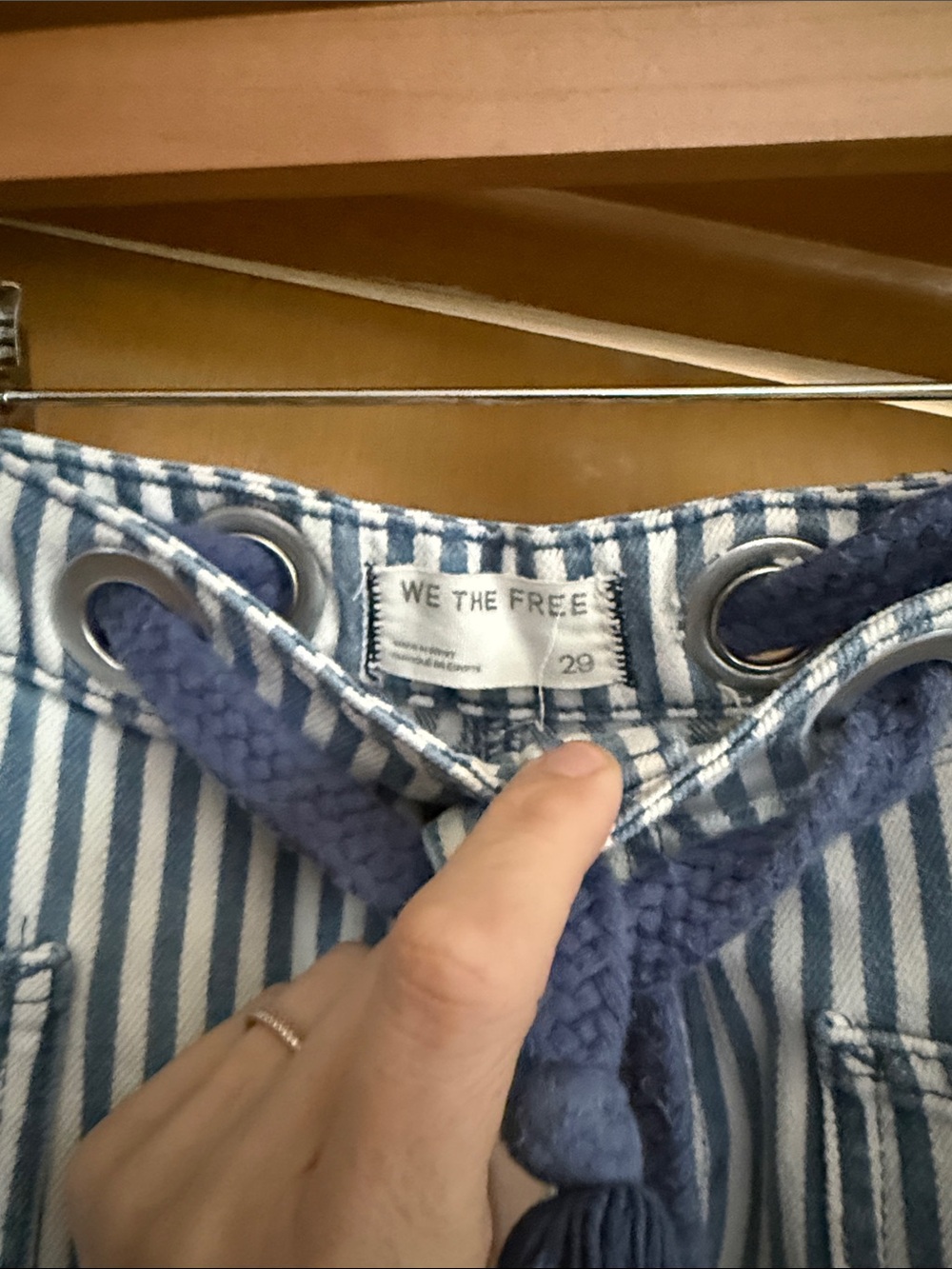 We The Free Moxie Striped Blue and White Women’s Wide-Leg Jeans - Picture 5 of 5